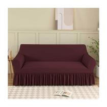 Capa de poltrona de 3 lugares com babados 85% poliéster 15% elastano