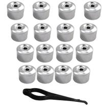 Capa de Porca Parafuso Cromada Chave 19mm 16 Peças e Chave