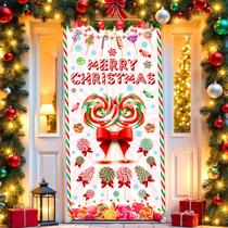 Capa de porta Christmas Candy Peppermint Merry Christmas Decor
