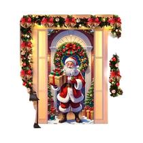 Capa De Porta De Natal Do Papai Noel De Fácil Instalação Para Decoração De Casas De Férias Capa De Porta De Natal Do Papai Noel De Fácil Instalação Para Decoração De Casas De Férias