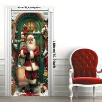 Capa de Porta de Natal Gigante - 35,4 x 70,8 Polegadas - Decoração de Natal para Casa