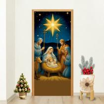 Capa de Porta Natalina Presépio Sagrado Nascimento de Jesus com Estrela de Belém e Decoração Festiva Capa de Porta Natalina Presépio Sagrado Nascimento de Jesus com Estrela de Belém e Decoração Festiva