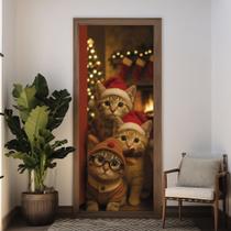 Capa De Porta Natalina Veste Facil Decoração Gatinhos Fofos Enfeite Casa Festiva