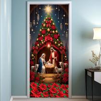 Capa De Porta Tecido Sublimado Natal Veste Fácil C Elástico