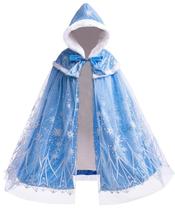 Capa de princesa PURFEEL Elsa com capuz quente para meninas de 3 a 6 anos
