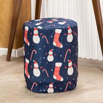 Capa de Puff Redondo Grande Avulsa Estampada Natalina Ajustável com Elástico - Tecido Veludo Suede Protetora Decoração Natal Banquinho Banco Pufe Capa de Puff Redondo Grande Avulsa Estampada Natalina Ajustável com Elástico - Tecido Veludo Suede Protetora Decoração Natal Banquinho Banco Pufe
