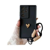 Capa De Pulso 3D Coração Dourado Para Samsung Galaxy S25 Ultra S23 S22 plus S24 S21 FE Note 20 A56 - others