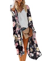 Capa de quimono de maiô MayBuy Tropical Floral Chiffon