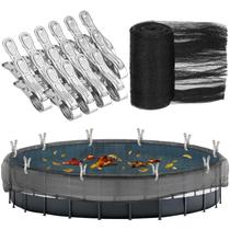 Capa de rede para folhas de piscina YEXEXINM 8 x 8 m com 16 clipes metálicos Capa de rede para folhas de piscina YEXEXINM 8 x 8 m com 16 clipes metálicos