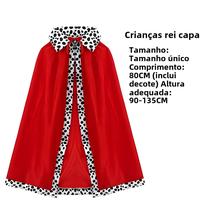 Capa de Rei Vermelho em Veludo para Halloween - Adulto e Infantil - com Coroa