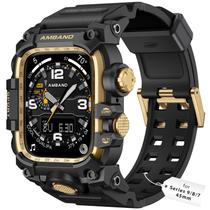 Capa de Relógio AmBand para Apple Watch Series 9/8/7 45mm - Ouro Preto