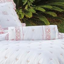 Capa de Rolo Decorativo Rivieri Bordado 100% Algodão 600 Fios Branco