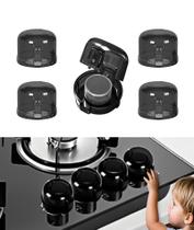 Capa de segurança Kids Stove Knob, pacote com 5 unidades, JOYLION, preta