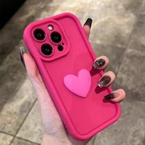 Capa de Silicone 3D com Coração - Case fofinha e protetora para iPhone