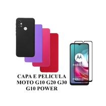 Capa De Silicone Aveludado Colorida E Pelicula 3D 9D Compativel Moto G10 G20 G30 G10 POWER Proteção Celular Capinha Case