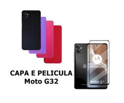 Capa De Silicone Aveludado Colorida E Pelicula 3D 9D Compativel Moto G32 Proteção Celular Capinha Case - MK3 PARTS