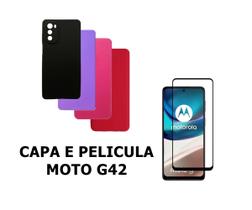 Capa De Silicone Aveludado Colorida E Pelicula 3D 9D Compativel Moto G42 Proteção Celular Capinha Case - MK3 PARTS