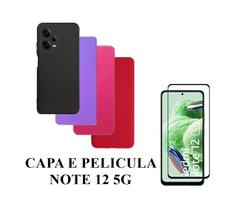 Capa De Silicone Aveludado Colorida E Pelicula 3D 9D Compativel Note 12 5G Proteção Celular Capinha Case