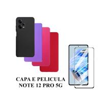 Capa De Silicone Aveludado Colorida E Pelicula 3D 9D Compativel Note 12 Pro 5G Proteção Celular Capinha Case