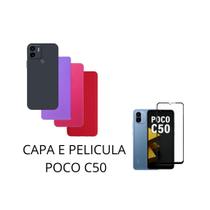 Capa De Silicone Aveludado Colorida E Pelicula 3D 9D Compativel Poco C50 Proteção Celular Capinha Case