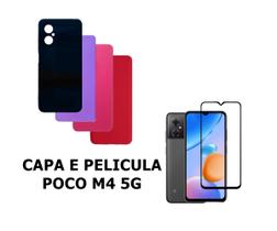 Capa De Silicone Aveludado Colorida E Pelicula 3D 9D Compativel Poco M4 5G Proteção Celular Capinha Case