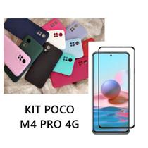 Capa De Silicone Aveludado Colorida E Pelicula 3D 9D Compativel Poco M4 Pro 4G Proteção Celular Capinha Case