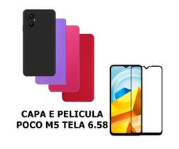 Capa De Silicone Aveludado Colorida E Pelicula 3D 9D Compativel Poco M5 Tela 6.58 Proteção Celular Capinha Case