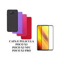 Capa De Silicone Aveludado Colorida E Pelicula 3D 9D Compativel Poco X3 X3 NFC X3 Pro Proteção Celular Capinha Case