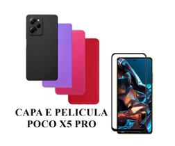 Capa De Silicone Aveludado Colorida E Pelicula 3D 9D Compativel Poco X5 Pro Proteção Celular Capinha Case