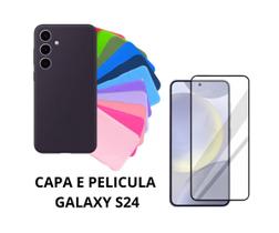 Capa De Silicone Aveludado Colorida E Pelicula 3D 9D Compativel S24 Proteção Celular Capinha Case