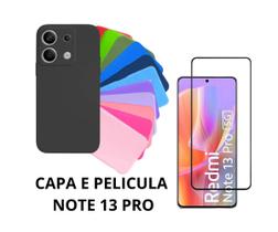Capa De Silicone Aveludado Colorida E Pelicula Vidro Compativel Note 13 Pro 5G Proteção Celular Capinha Case