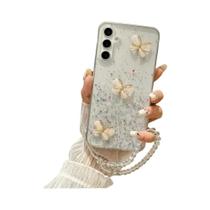 Capa De Silicone Com Glitter Cristal Borboleta Para Samsung S24 S23 Ultra S21 S22 plus S20 FE S10