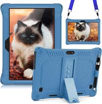 Capa de silicone compatível com o bloco de notas Dragon Touch K10, capa protetora macia antiderrapante de 10 polegadas para ZONKO 10.1, Hoozo 10, Winsing 10, Lectrus 10.1 caneta stylus e alça de mão - azul escuro