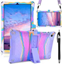 Capa de silicone compatível com Samsung Galaxy Tab S6 Lite versão 2020 (SM-P610/P615), Tab S6 Lite 10,4 polegadas capa protetora para crianças com caneta e alça para tablet, rosa vermelha e roxa Capa de silicone compatível com Samsung Galaxy Tab S6 Lite versão 2020 (SM-P610/P615), Tab S6 Lite 10,4 polegadas capa protetora para crianças com caneta e alça para tablet, rosa vermelha e roxa