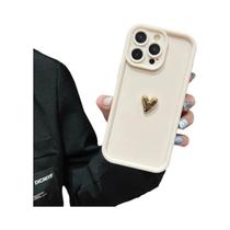 Capa De Silicone Dourada Em Forma De Coração Para iPhone 16 15 14 13 12 11 pro Max XS XR 7 8 Plus,