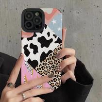 Capa De Silicone Em Couro De Leopardo Para iPhone 15 14 13 pro Max 11 12 Mini SE 7 8 plus X XR XS - others