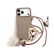 Capa De Silicone Fosca Com Alça Transversal Para iPhone 12 13 14 15 16 17 pro Max plus - Xeber