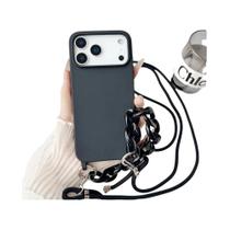 Capa De Silicone Fosca Com Alça Transversal Para iPhone 12 13 14 15 16 17 pro Max plus