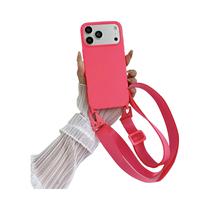Capa De Silicone Fosco Com Alça Transversal E Cordão, Antichoque, Para iPhone 17 pro Max 16 12 11 15