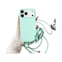 Capa De Silicone Fosco Com Alça Transversal E Pulseira Para iPhone 12 13 14 15 16 17 pro Max plus