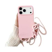 Capa De Silicone Fosco Com Alça Transversal E Pulseira Para iPhone 12 13 14 15 16 17 pro Max plus