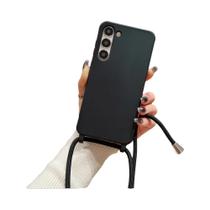 Capa De Silicone Fosco Com Alça Transversal Para Samsung S24 S23 Ultra S22 plus S21 S20 FE S11 S10