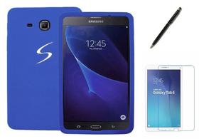 Capa de Silicone Galaxy Tab E - 9.6 Pol modelo: T560/T561 Azul + Pel Vidro e Can Touch