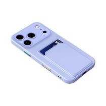 Capa De Silicone Macia Para Celular Com Suporte Para Cartão Para iPhone 17 16E 15 14 13 12 pro XS