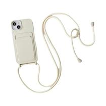 Capa De Silicone Macia Para iPhone 16 15 pro Max 14 plus 13 12 11 Com Slot Para Cartão E Cordão