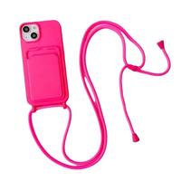 Capa De Silicone Macia Para iPhone 17 16 15 pro Max 14 plus 13 12 11 Com Slot Para Cartão E Alça
