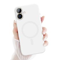 Capa de silicone magnética Newseego para iPhone 16 Plus branca Capa de silicone magnética Newseego para iPhone 16 Plus branca