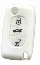 Capa de Silicone para Chave Canivete Peugeot 3 Botoes Branco