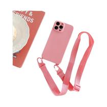 Capa de Silicone para iPhone com Cordão Crossbody - Modelos 15, 14, 13, 12 e 11 Pro Max