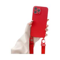 Capa de Silicone para iPhone com Cordão Crossbody - Modelos 15, 14, 13, 12 e 11 Pro Max